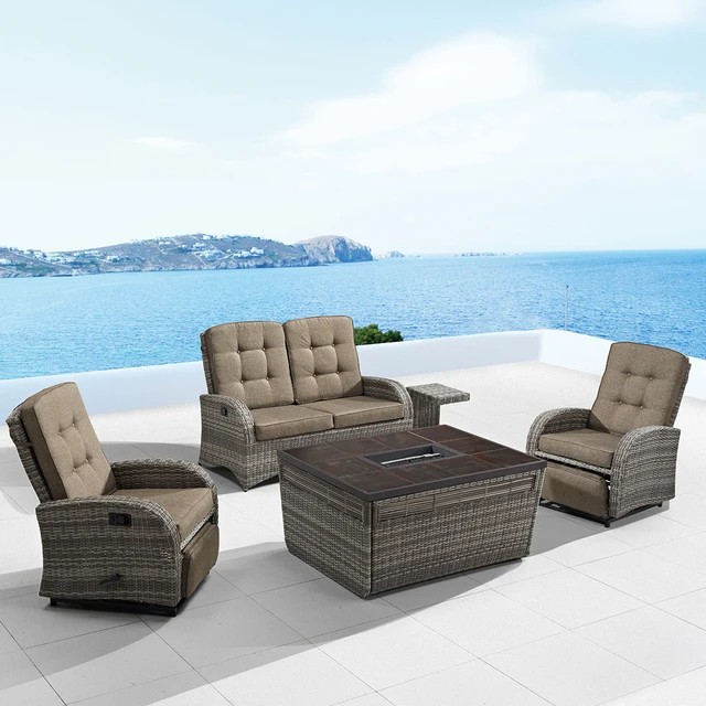 synthetic rattan recliner