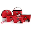 Disney PVC Red 5pcs Cosmetic Case Set Makeup Pouch Bag Coin Purses Storage Bag for Girls