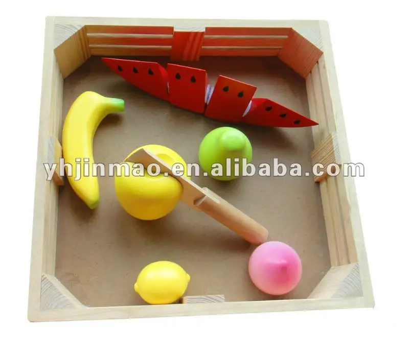 EN 71 newest colorful wooden play kitchen Simulation fruit shaped toys