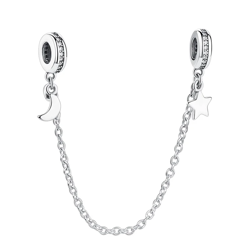 100% 925 Sterling Silver Safety Chain Charm Moon and Star Chain Charm Beads Fit DIY Women Orignal Bracelet
100% 925 Sterling Silver Safety Chain Charm Moon and Star Chain Charm Beads Fit DIY Women Orignal Bracelet