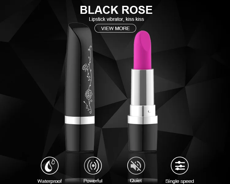Máy kích thích âm vật hoa hồng đen thì thầm yên lặng cho người mới bắt đầu son môi rung 0