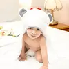 Factory Custom Cheap Cute Blue Pink Bear Ears Animal Face Double Bamboo Children's Hooded Baby Towel