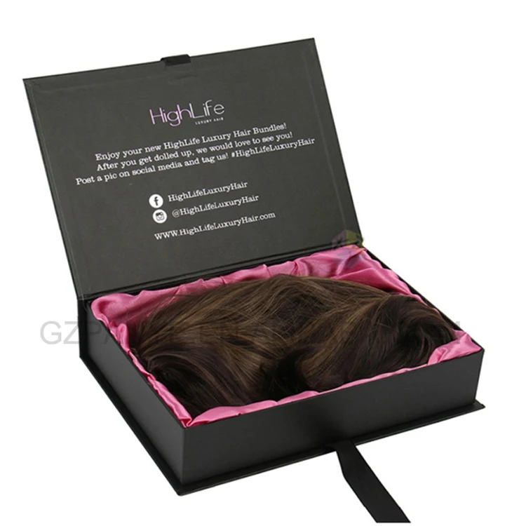Free Sample Black Bundles Hair Extension Packaging Box Wholesale