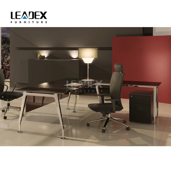 Popular exporting modern glass top table design director office desk