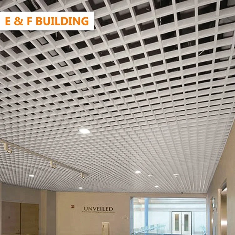 Decorative White Grid Open Ceiling Design Hall Aluminum Suspended