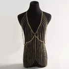 Women Chunky Gold Plated Choker Multi layer Tassel Jewelry Necklace Body Chain