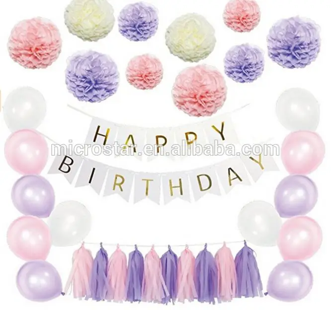 A-0138 mejor regalo de látex globos de Pom tejido de flores de papel de 1ST 20TH 30TH 40TH 50TH elegante cumpleaños decoración para la venta