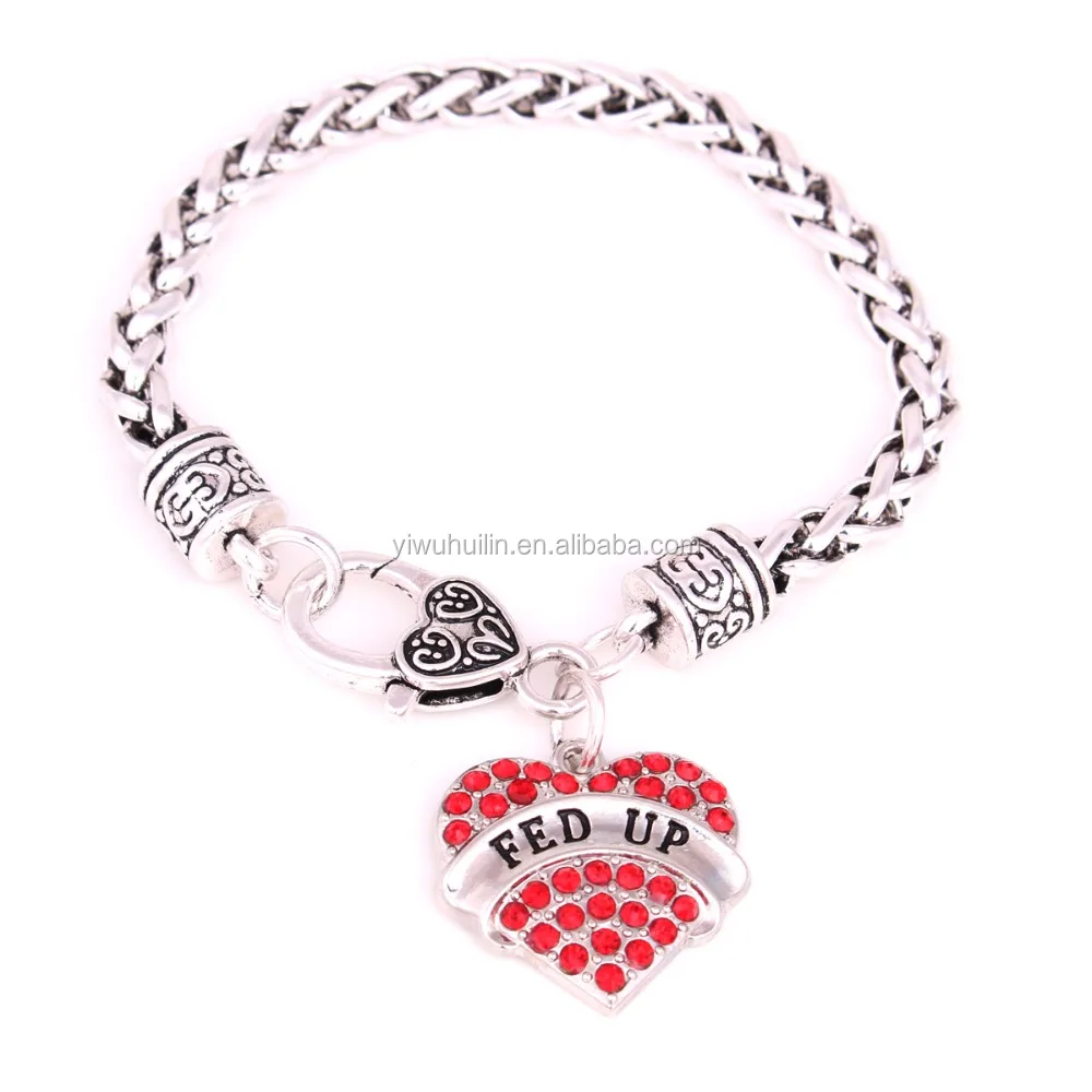 BH071 High Quantity Braided Link Wheat Chain With Fed Up heart crystal Bracelet Women Punk Rock Gift
BH071 High Quantity Braided Link Wheat Chain With Fed Up heart crystal Bracelet Women Punk Rock Gift