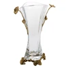 Luxury brass with clear reversible trumpet glass crystal flower vase