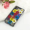 for iPhone 8 X XR XS Bling Pressed Flower Phone Case Girls, TPU Dry Flower Glitter Back Cover for iPhone XS Max Bling Case