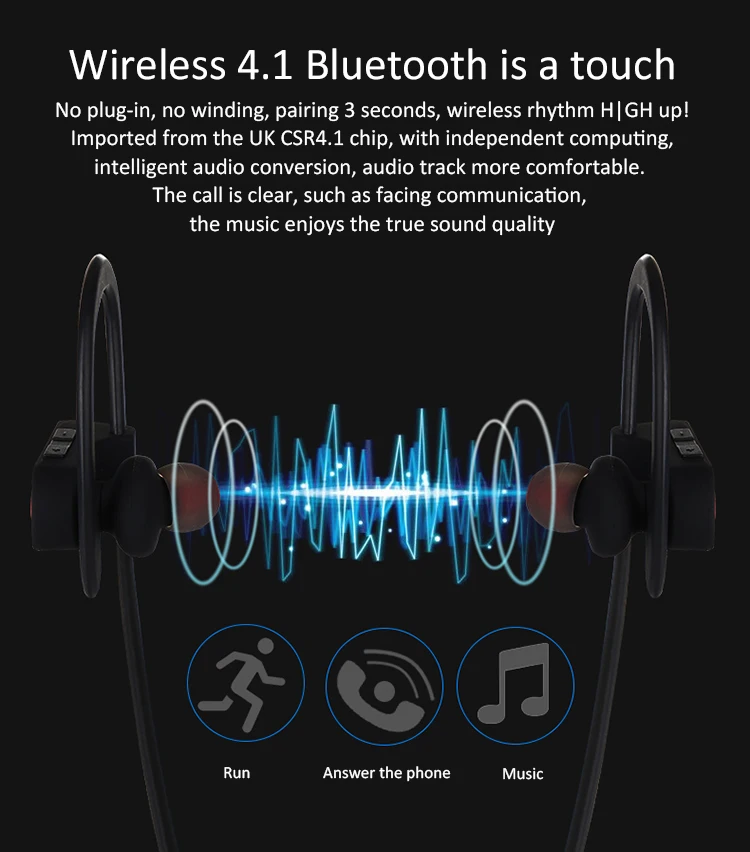 Best Popular Earhook HD Sound Waterproof IPX8 Stereo In-Ear Earphones w/ Mic Swimming Under Water - ANKUX.COM