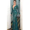 Green Lace Elegant Backless Sexy Gown Evening Dress