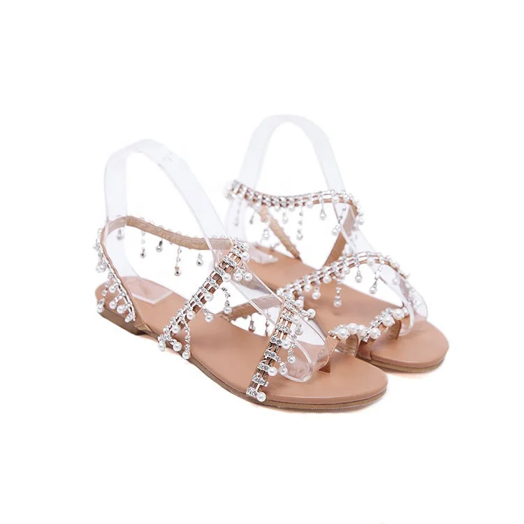 Wholesale comfortable summer women's transparent flat sandals shoes, Customized 
Wholesale comfortable summer women's transparent flat sandals shoes, Customized