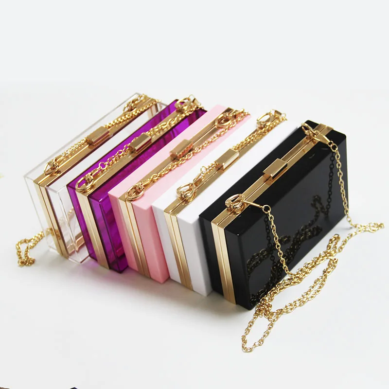 Custom wholesale fashion elegant clear women acrylic box clutch bag with chain strap, Clear,pink,black,white,purple or customized
Custom wholesale fashion elegant clear women acrylic box clutch bag with chain strap, Clear,pink,black,white,purple or customized