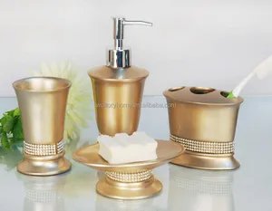 golden polyresin bathroom classical gift set/bath accessory set