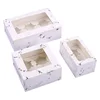Custom Pastry Marble White Paper 2/4/6/12 Cupcake Box With Window