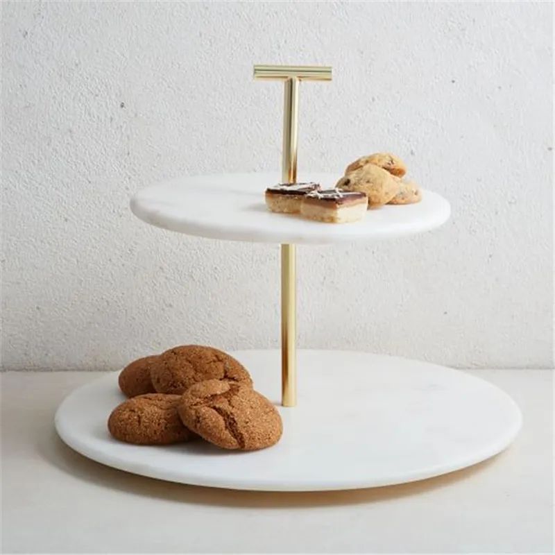 White And Gold Marble Cake Stand Cakedisplay Pedestal Stands Cake