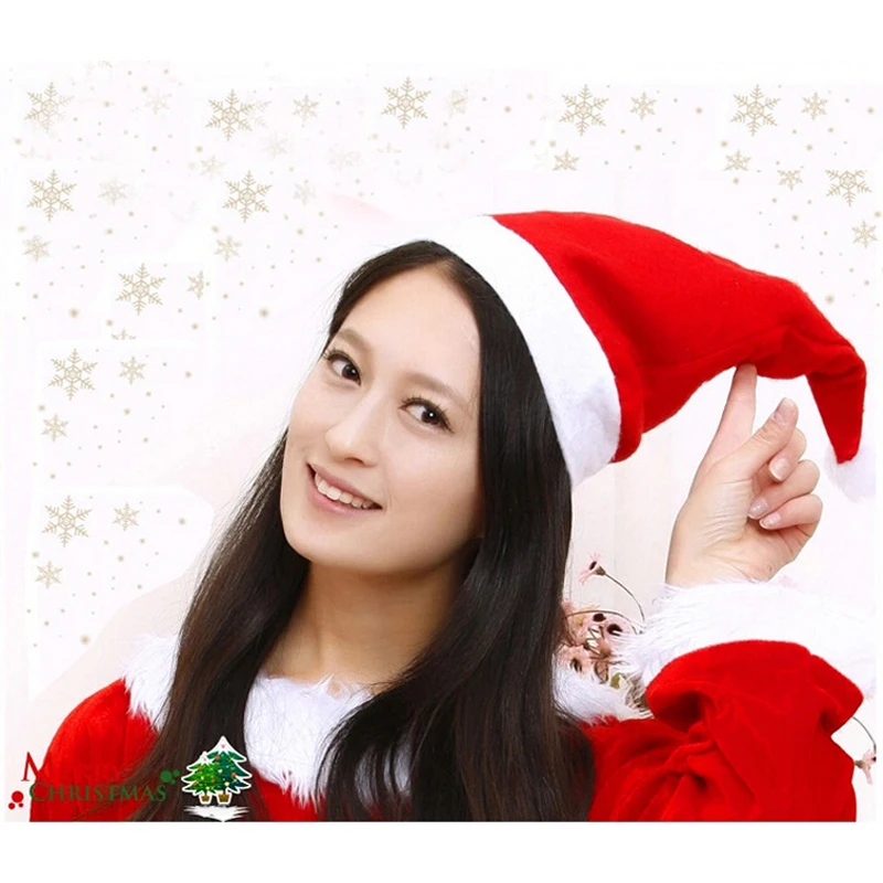 12pcs/lot Christmas Cap Thick Ultra Soft Plush Santa Claus Christmas Holiday Hat Christmas Decoration Supplies Free Shipping