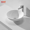 UPC white round table top artificial stone resin acrylic solid surface bathroom vessel sink wash basin