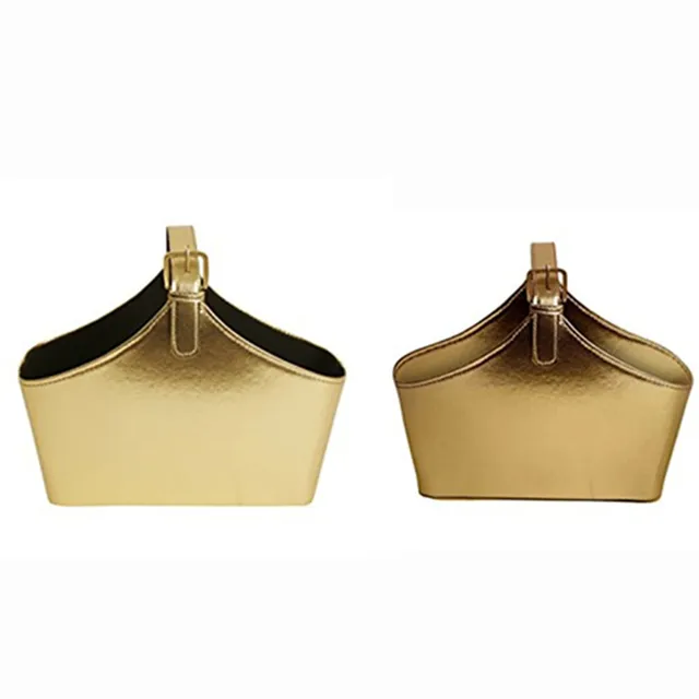 handmade golden pu genuine leather cheap gift baskets wholesale