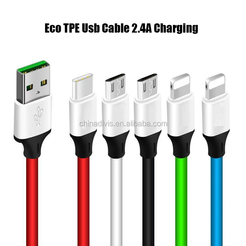 Round aluminum alloy candy color TPE high elastic cables USB fast data charging cable for mobile phone - ANKUX.COM