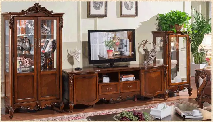Antique High Living Room Wooden furniture lcd TV Stand set 10285