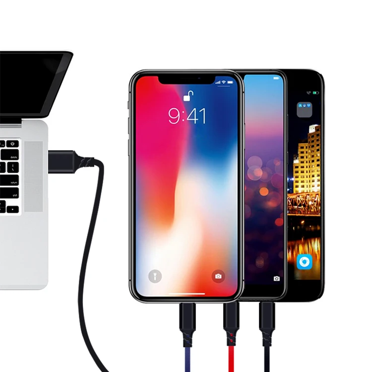 3 in 1 Multi Type C Cable Charger Micro USB Data Sync 3A Fast Charging Cable for iPhone Android - ANKUX.COM
