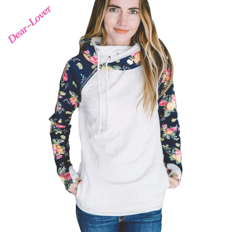 Women White Floral Raglan Sleeve Double Hooded Sweatshirt Can be customized, As shown
Women White Floral Raglan Sleeve Double Hooded Sweatshirt Can be customized, As shown