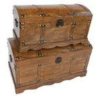 Antique natural wood packaging box,nested MDF wood trunk,fir wood storage box