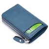 Genuine leather key wallet leather unsex cards holder money change wallet with metal key keeper