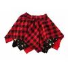 Stylish Little Girls Double Layer Skirt Christmas Buffalo Plaid Asymmetric Mini Dress Skirt