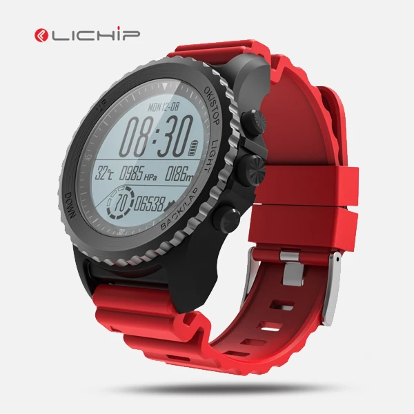 

LICHIP L148 snorkeling swimming smart watch phone heart rate S968 IP68 waterproof GPS pressure temperature sport smartwatch, Silver;black