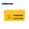 Yellow electric fence warning sign with pre-drilled holes