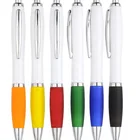 Curvy cheap plastic custom printed logo classic ball pen