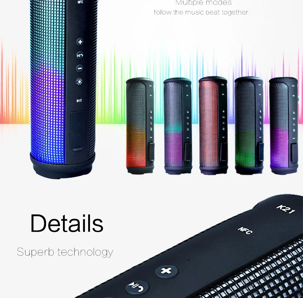 mini portable waterproof wireless bluetooth speaker with led light