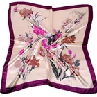 2019 New fashion scarf wholesale 90*90 square Peony lily flower Silk scarves sizes cheap satin Woman