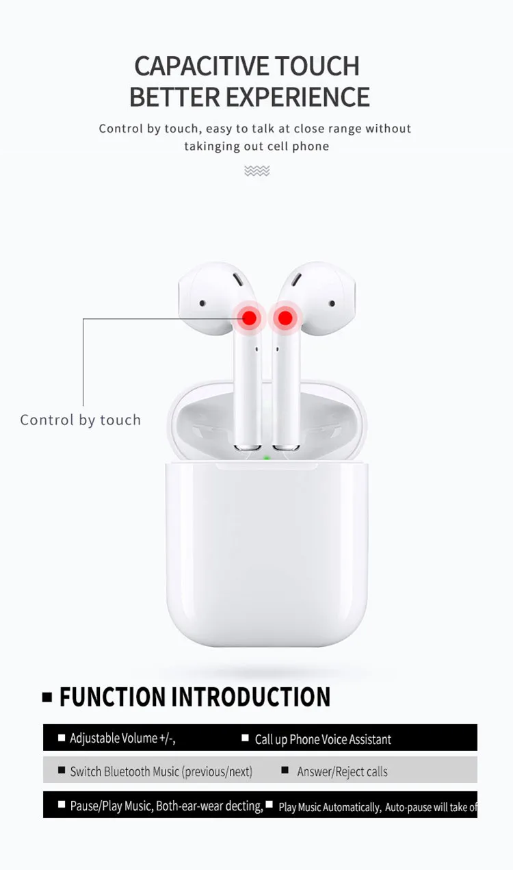 F11-T2S touch control auto connection truly wireless twins ear pods with charger case - ANKUX.COM