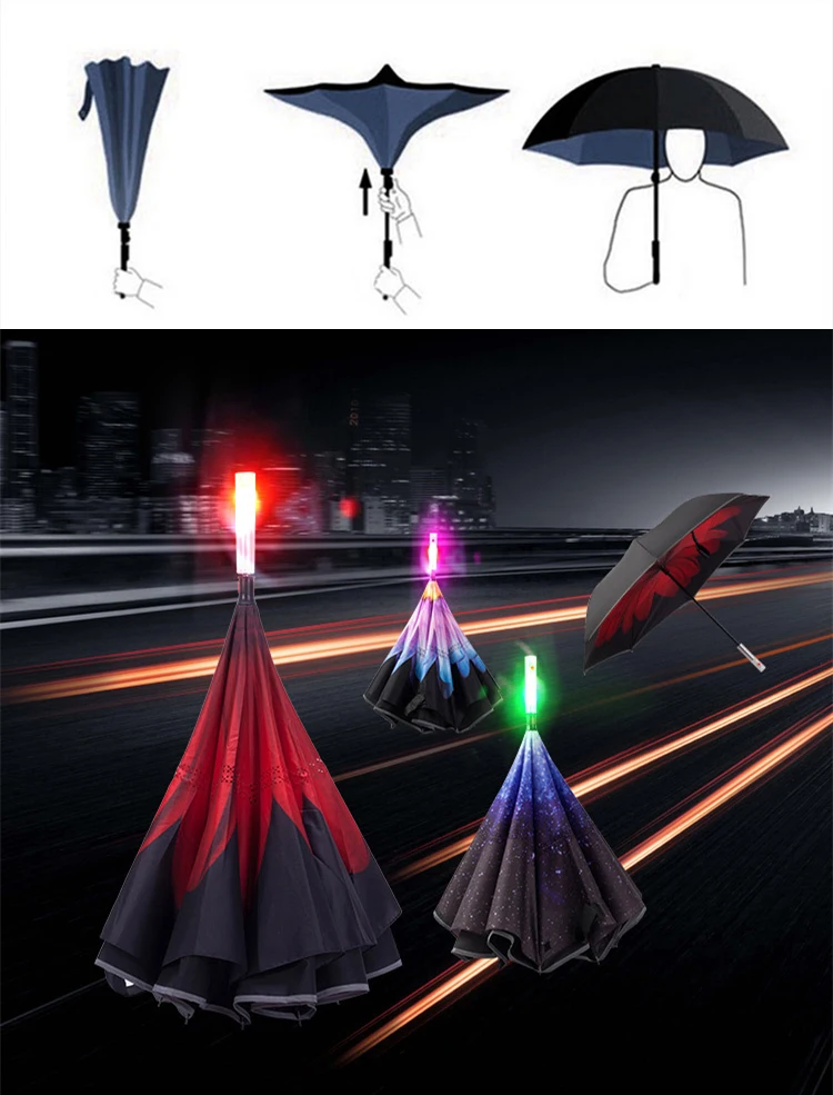 reverse inverted light compact umbrella