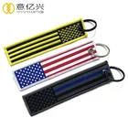 Custom Personalized Embroidered Woven Usa Flag Keychain