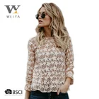 MOQ 2pcs latest ladies casual star pattern see-through blouse