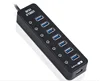 High quality 7 ports usb 3.0 hub with power switch