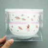 Japanese ware Restaurant lovely pink 2pcs round rice bowl Ceramic Soup Bowl