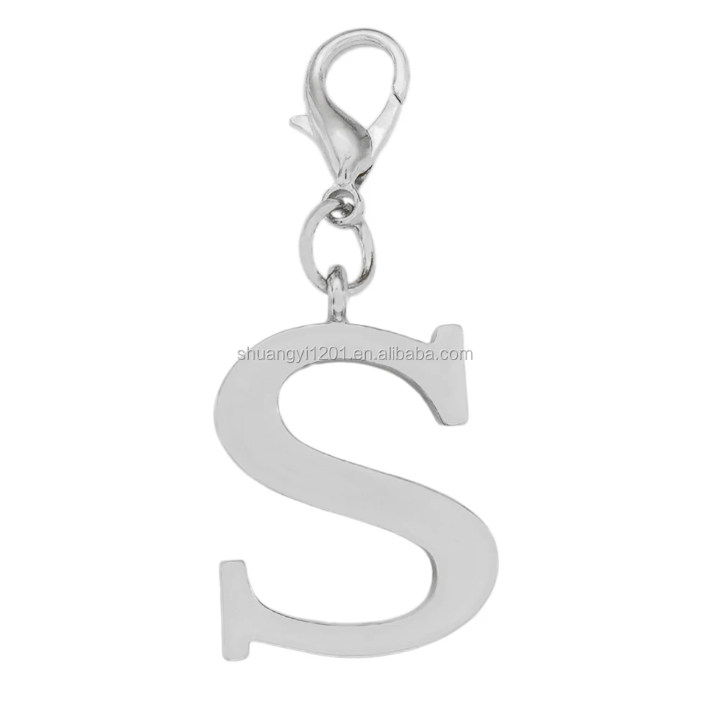 Wholesale Yiwu Factory Alphabet Initial Letter S Pendants With Lobster Clasp