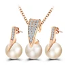 fashion jewelry 14k gold CZ pearl jewelry sets gold earring necklace set G80600