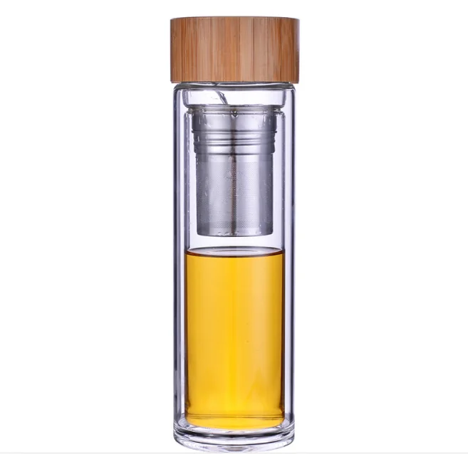 new product 2019 double wall borosilicate glass water bottle with stainless steel tea filter, Customized color acceptable
new product 2019 double wall borosilicate glass water bottle with stainless steel tea filter, Customized color acceptable
