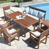 Outdoor table with umbrella hole teak dining chair with cushion garden pool furniture