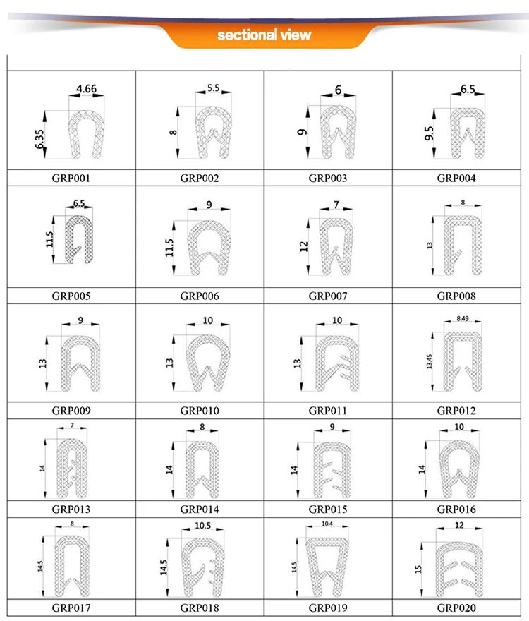 oem auto pvc rubber parts car door seal strip