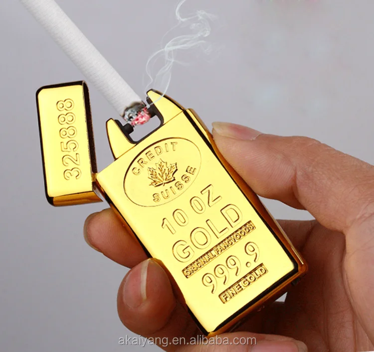 Flameless No Gas USB Rechargeable Eco-Friendly Single Arc Gold Electric Lighter