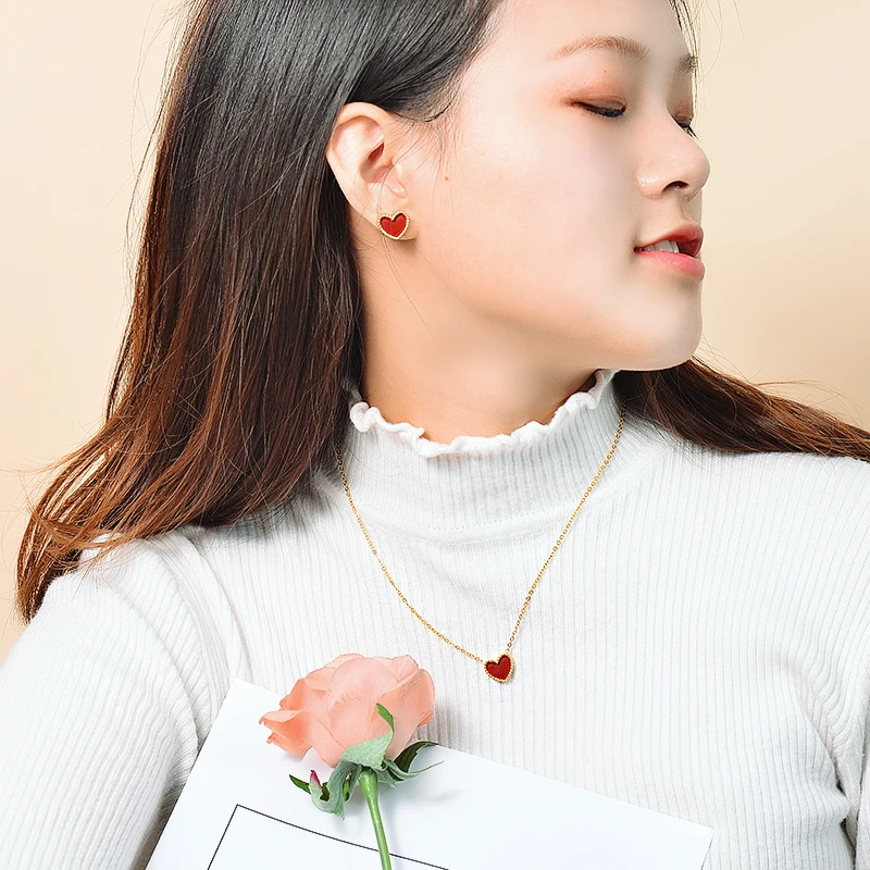 BAOYAN Gold Plated Black Red Love Heart Stainless Steel Jewelry Set For Wedding
BAOYAN Gold Plated Black Red Love Heart Stainless Steel Jewelry Set For Wedding