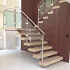 industrial metal glass straight staircase for office